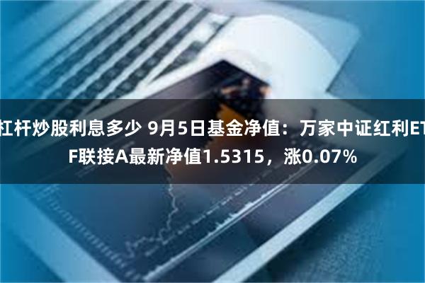 杠杆炒股利息多少 9月5日基金净值：万家中证红利ETF联接A最新净值1.5315，涨0.07%